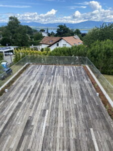 Curatare prin hidrosablare fatade, terase, beton, lemn la Villa Tannay, Elvetia
